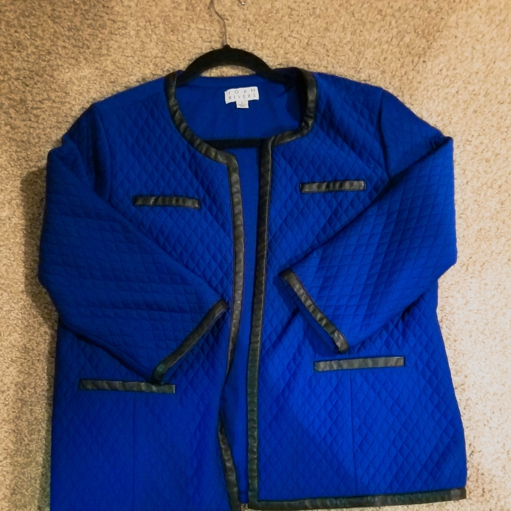 Blue Blazer with Black leather Trim